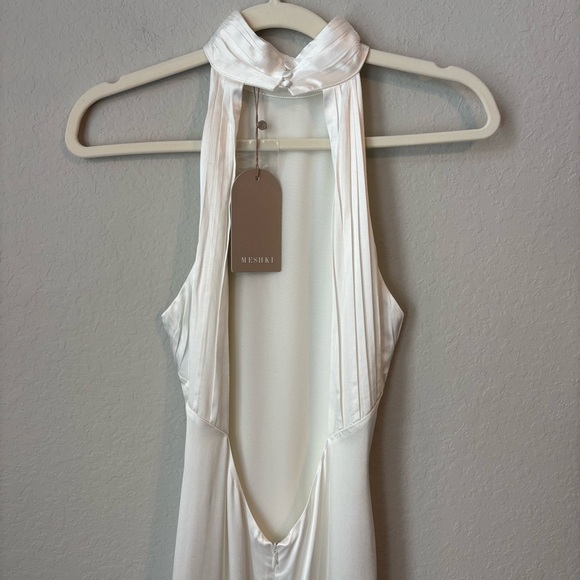 NEW NWT Meshki Claire White Satin Drape Back Maxi Dress - Picture 5 of 10